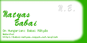 matyas babai business card