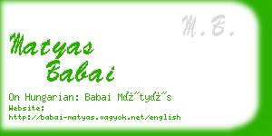 matyas babai business card